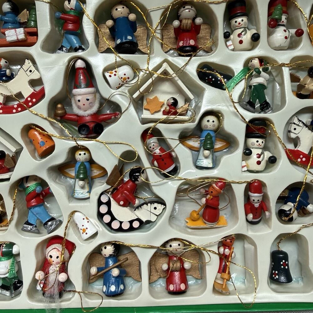 Vtg Kurt Adler Mini Wooden Holiday Ornament Set of 48 Christmas Decor Tiny - Picture 3 of 7